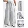 image:imageGORGLITTER Girls Wide Leg Baggy Sweatpants Casual High Waisted Drawstring Track Sweat Pants Bottoms TrousersGrey