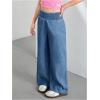 image:imageGORGLITTER Girls Wide Leg Jeans Smocked High Waist Loose Denim PantsBlue