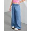 image:imageGORGLITTER Girls Wide Leg Jeans Smocked High Waist Loose Denim PantsLight Wash