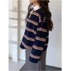 image:imageGORGLITTER Girls Y2k Striped Rugby Shirt Oversized Long Sleeve Collared Polo Shirt Vintage Preppy Jersey StreetwearBlue