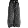 image:imageGORGLITTER Girls Baggy Jeans Adjustable Elastic Waist Straight Wide Leg Denim Pants Trendy Streetwear TrousersDark Grey
