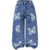 image:imageGORGLITTER Girls Baggy Jeans Adjustable Elastic Waist Straight Wide Leg Denim Pants Trendy Streetwear TrousersDark Wash
