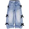 image:imageGORGLITTER Girls Baggy Jeans Denim Fall Bow High Waisted Straight Wide Leg Cargo Joggers Pants Cowgirl JeansBlue