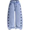 image:imageGORGLITTER Girls Baggy Jeans Denim Heart Graphic Print High Waisted Straight Wide Leg Joggers PantsLight Wash