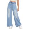 image:imageGORGLITTER Girls Baggy Jeans Vintage Washed Elastic Waist Denim Pants Y2K Boyfriend Skater Pants StreetwearLight Wash
