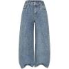 image:imageGORGLITTER Girls Baggy Jeans Wide Leg Cute Rhinestone High Elastic Waisted Denim Pants Y2K Boyfriend Skater StreetwearBlue