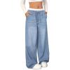image:imageGORGLITTER Girls Baggy Jeans Wide Leg Low Rise Double Waisted Denim Pants Cute Y2K Boyfriend Skater Trousers StreetwearLight Wash