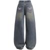 image:imageGORGLITTER Girls Baggy Wide Leg Jeans Bow Cute Elastic High Waisted Denim Pants Bottoms with PocketsMedium Wash