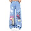 image:imageGORGLITTER Girls Baggy Wide Leg Jeans Cartoon Graphic Flare Y2k Elastic Waist Denim Jean PantsBlue