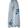 image:imageGORGLITTER Girls Cute Baggy Jeans Floral Graphic High Waisted Wide Leg Pull On Denim Cargo PantsLight Wash
