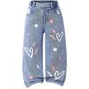 image:imageGORGLITTER Girls Cute Baggy Jeans Heart Print High Waisted Straight Wide Leg Y2K Casual Denim Pants Preppy ClothesLight Wash