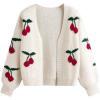 image:imageGORGLITTER Girls Cute Cherry Cardigan Sweaters Open Front Long Sleeve Lightweight Knit TopsBeige