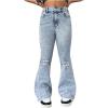 image:imageGORGLITTER Girls Flare Bell Bottom Jeans Ripped Distressed High Waist Denim Pants Trousers with PocketsLight Wash