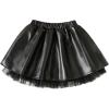 image:imageGORGLITTER Girls Leather Skirt Elastic Waist Party Birthday Mini Tulle SkirtsBlack