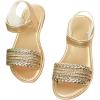 image:imageGORGLITTER Girls Metallic Braided Flat Sandals Sparkly Open Toe Ankle Strap Cute Summer Dress ShoesGold