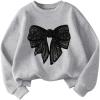 image:imageGORGLITTER Girls Oversized Sweatshirt Sequin Bow Crewneck Cute Preppy Pullover TopsGrey