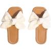 image:imageGORGLITTER Girls Sandals Cute Summer Beach Vacation Bow Square Open Toe Pu Leather Slides Sandals SlippersWhite