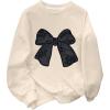 image:imageGORGLITTER Girls Sweatshirts Cute Trendy Fashion Winter Outfits Bow Long Sleeve Crew Neck Oversized Pullover JacketsApricot