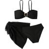 image:imageGORGLITTER Girls Swimsuits Summer Cute 3 Piece High Waisted Bathing Suit Bikini Sets with Mesh Swim Cover Up SkirtBlack