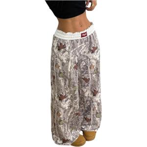 image:imageGORGLITTER Girls Baggy Pants Casual High Elastic Waist Camo Wide Leg Sweat Pants Trousers Bottoms with PocketsMulticolor