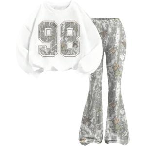 image:imageGORGLITTER Girls Cute Outfits 2 Piece Sets Camo Sweatshirt and Flare Leggings Y2k Clothing TracksuitMulticolor