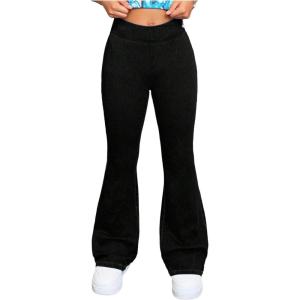 image:imageGORGLITTER Girls Flare Jeans Crossover Stretchy Denim Pants Bootcut Bell Bottoms Cute Yoga PantsBlack