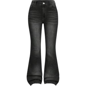 image:imageGORGLITTER Girls Flare Jeans High Waisted Bell Bottom Denim Pants with PocketsDark Grey