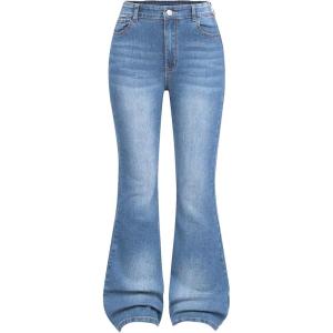 image:imageGORGLITTER Girls Flare Jeans High Waisted Bell Bottom Denim Pants with PocketsLight Blue