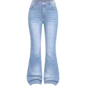 image:imageGORGLITTER Girls Flare Jeans High Waisted Bell Bottom Denim Pants with PocketsLight Wash Blue