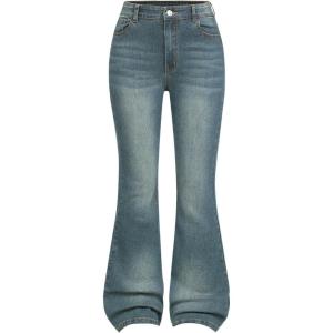 image:imageGORGLITTER Girls Flare Jeans High Waisted Bell Bottom Denim Pants with PocketsMedium Wash Blue