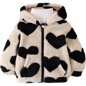 image:imageGORGLITTER Girls Heart Zip Up Hoodie Long Sleeve Cute Fuzzy Jacket Winter Coat Trendy Hooded SweatshirtApricot