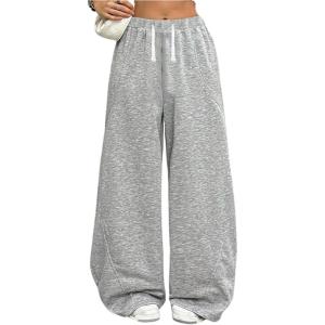 image:imageGORGLITTER Girls Wide Leg Sweatpants Elastic Waist Baggy Sweat Pants StreetwearGrey