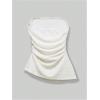 image:imageGORGLITTER Womens Asymmetrical Strapless Tube Tops Ruched Textured Sleeveless Bandeau Going Out TopsBeige