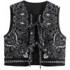 image:imageGORGLITTER Womens Bow Tie Front Vest Top Paisley Print Sleeveless Boho Country Concert Vest Tank TopsBlack Paisley