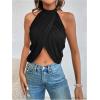 image:imageGORGLITTER Womens Rhinestone Open Back Halter Tops Sleeveless Wrap Crop Top Club Going Out TopsBlack