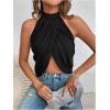image:imageGORGLITTER Womens Rhinestone Open Back Halter Tops Sleeveless Wrap Crop Top Club Going Out TopsBlack