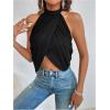 image:imageGORGLITTER Womens Rhinestone Open Back Halter Tops Sleeveless Wrap Crop Top Club Going Out TopsBlack