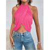 image:imageGORGLITTER Womens Rhinestone Open Back Halter Tops Sleeveless Wrap Crop Top Club Going Out TopsPink