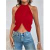 image:imageGORGLITTER Womens Rhinestone Open Back Halter Tops Sleeveless Wrap Crop Top Club Going Out TopsSolid Red
