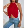 image:imageGORGLITTER Womens Rhinestone Open Back Halter Tops Sleeveless Wrap Crop Top Club Going Out TopsSolid Red