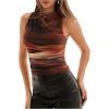 image:imageGORGLITTER Womens Sleeveless Mock Neck Tops Tie Dye Ruched Tank Top Going Out TopsOrange