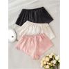 image:imageGORGLITTER Womens 3 Piece Satin Pajama Sleep Shorts Cute Soft Floral Print Christmas Lounge Pj ShortsBow Pink