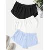 image:imageGORGLITTER Womens 3 Piece Sleep Pajama Shorts Micro Mini Low Waist Side Slit Cute Comfy Sleeping Pj ShortsBlack White Blue