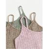 image:imageGORGLITTER Womens 3 Sets Ribbed Pajamas Set Sleeveless Crop Top and Tie Front Shorts Lounge Set Sleepwear LoungewearGreen Brown Pink