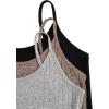 image:imageGORGLITTER Womens 3 Sets Ribbed Pajamas Set Sleeveless Crop Top and Tie Front Shorts Lounge Set Sleepwear LoungewearGrey Black Khaki