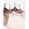 image:imageGORGLITTER Womens 3 Sets Silk Pajama Set Sleeveless V Neck Crop Cami Top and Shorts Satin Pjs Sleepwear SetsBeige Pink Brown