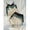 image:imageGORGLITTER Womens 3 Sets Silk Pajama Set Sleeveless V Neck Crop Cami Top and Shorts Satin Pjs Sleepwear SetsBlack Apricot Green