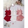 image:imageGORGLITTER Womens 3 Sets Silk Pajama Set Sleeveless V Neck Crop Cami Top and Shorts Satin Pjs Sleepwear SetsWhite Pink Red
