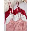 image:imageGORGLITTER Womens 3 Sets Silk Pajama Set Sleeveless V Neck Crop Cami Top and Shorts Satin Pjs Sleepwear SetsWhite Pink Red
