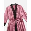 image:imageGORGLITTER Womens 5 Piece Floral Print Satin Silk Pajama Set Nightgown Robe Cami Shorts Sleepwear Pj SetsPurple